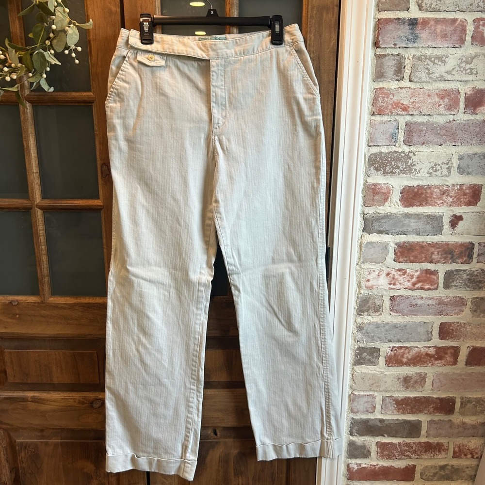 Eddie Bauer Camano Fit Pants Womens 12 Khaki Straight Leg Cotton Stretch Cuffed